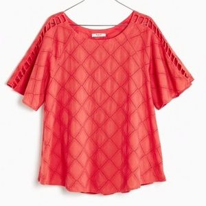 Madewell | Coral lattice top